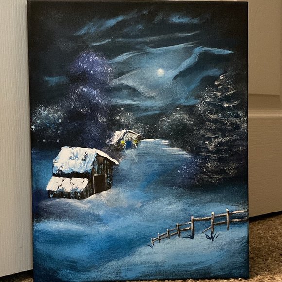 Wall Decor Canvas 11x 14 Painting Bob Ross Inspired Evenings Peace wall-decor-canvas-11x-14-painting-bob-ross-inspired-evenings-peace